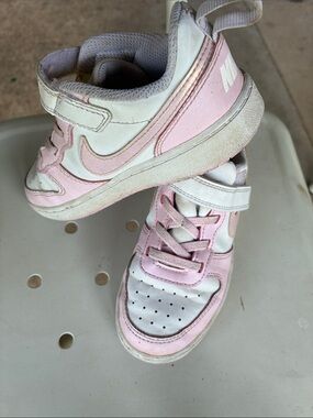 Nike Kids Pink and White Velcro Sneakers